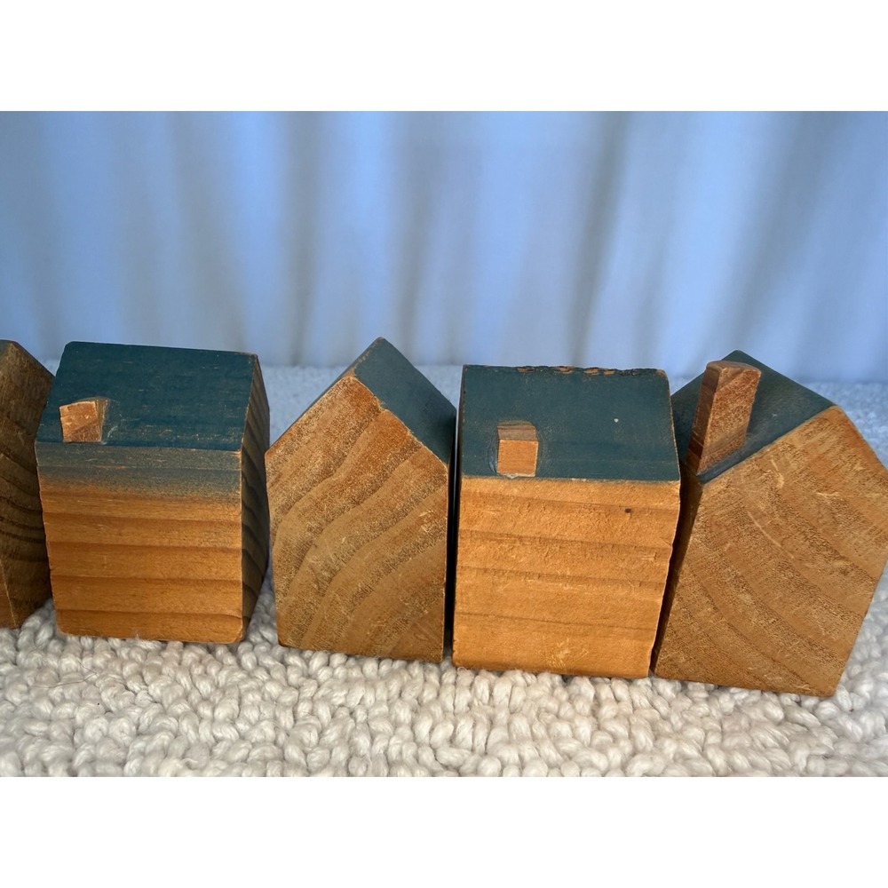Rustic Wooden Welcome House Blocks Farmhouse Primitive Shelf Decor Set of 7 - Picture 8 of 9